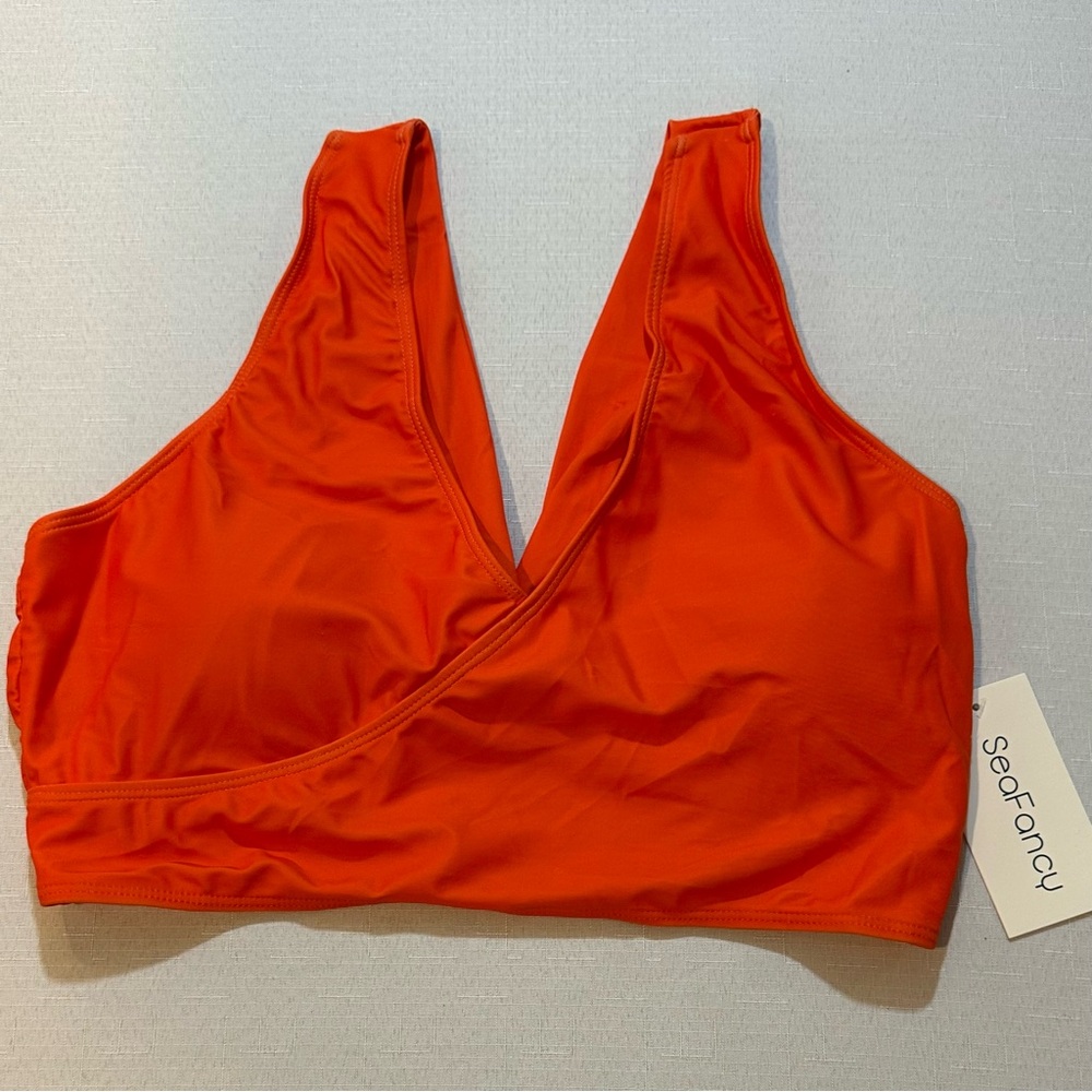 NWT SeaFancy Orange Wrap Bikini Top XL